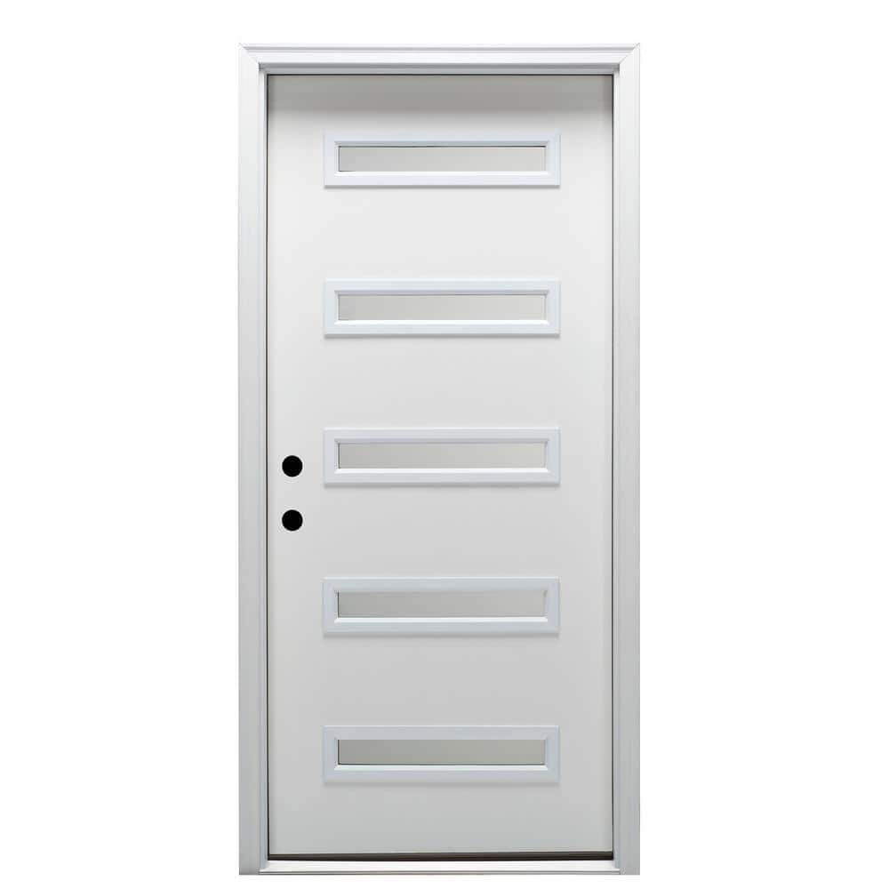 Davina 36 in. x 80 in. Right-Hand Inswing 5-Lite Frosted Glass Primed Fiberglass Prehung Front Door on 4-9/16 in. Frame price history on PriceWatchPro
