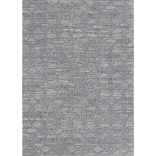 Couristan Fresco Garden Twine Rainstorm Gray 8 ft. x 10 ft. Indoor/Outdoor Area Rug