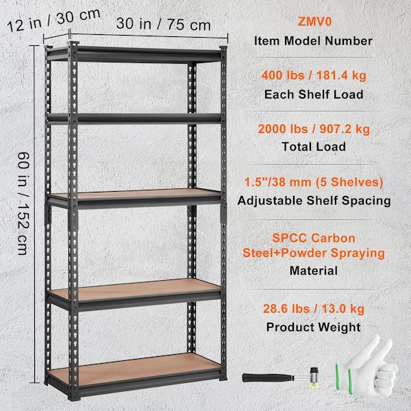 Siavonce 5-Shelf Heavy Duty Garage Storage Shelves Pantry