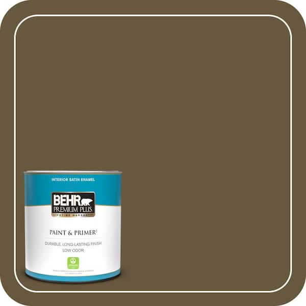 BEHR PREMIUM PLUS 1 qt. #PPU7-01 Moss Stone Satin Enamel Low Odor Interior Paint & Primer