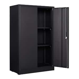 Black Metal File Cabinets with Locking Doors and Adjustable Shelf