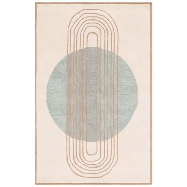 Rodeo Drive 8 ft. x 10 ft. Ivory/Blue Abstract Striped Oval Area Rug