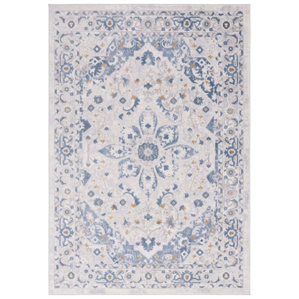 Palma 2 ft. x 4 ft. Beige/Light Blue Floral Medallion Area Rug
