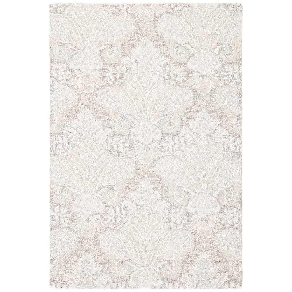 Beige Hand-Tufted Wool Medallion Area Rug 3x5