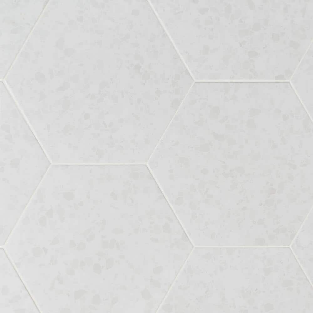 Malati White Matte Porcelain Hexagon Floor and Wall Tile