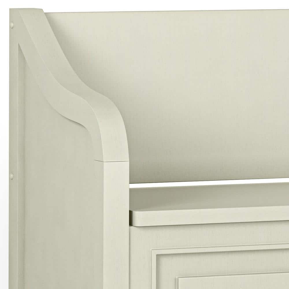 Antique White Solid Wood Entryway Storage Bench with Flip-Top Lid