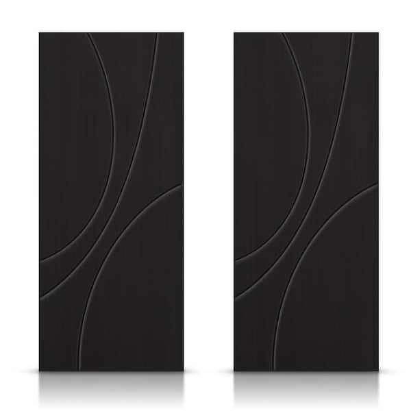 CALHOME 48 in. x 80 in. Hollow Core Black Painted Composite MDF Interior Double Closet Sliding Doors