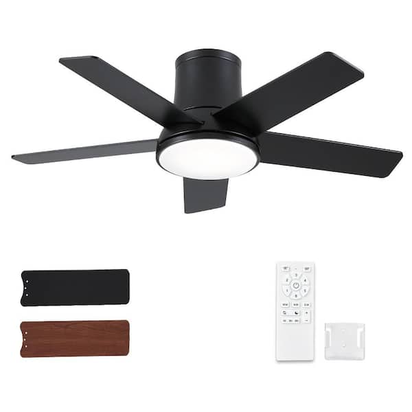 Stylish 42 in. Integrated LED Matte White Flush Mount Ceiling Fan with Light, Quiet DC Motor and Remote Control