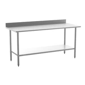 Stainless Steel Metal 72 in. Kitchen Prep Table with Shelf