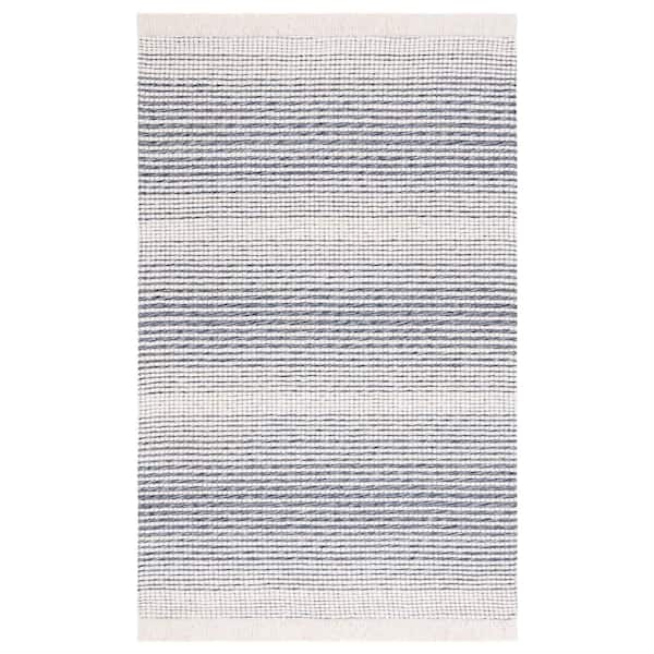 SAFAVIEH Marbella Ivory Navy Doormat 3 ft. x 5 ft. Border Plaid Area Rug