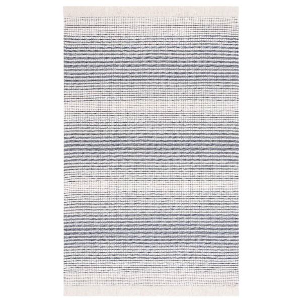 SAFAVIEH Marbella Ivory Navy 5 ft. X 8 ft. Border Plaid Area Rug