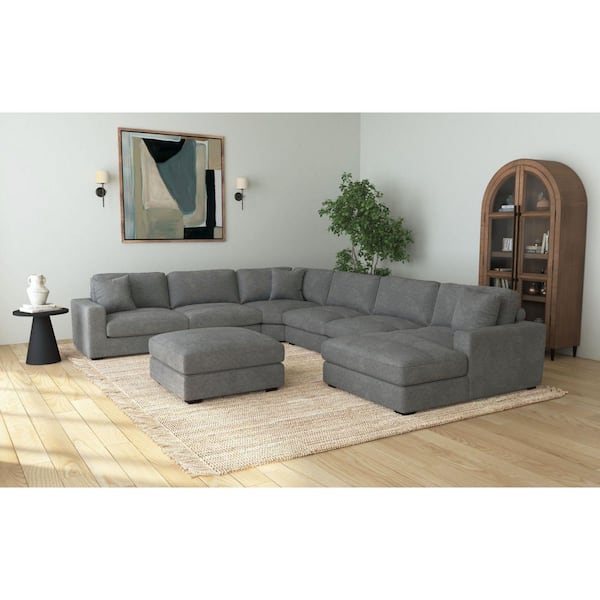Mesa Charcoal Polyester Square Accent Ottoman