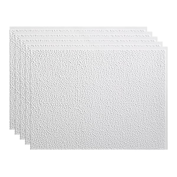 Fasade Hammered 18.25 in. x 24.25 in. Vinyl Backsplash Panel in Matte White (5-Pack)
