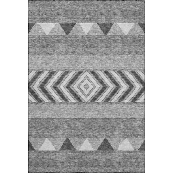 Addison Rugs Mayfield Premium Machine Washable Abstract AMF965 Gray 10 ft. x 14 ft. Area Rug