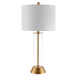 Cassian 26 in. Clear Table Lamp with White Shade