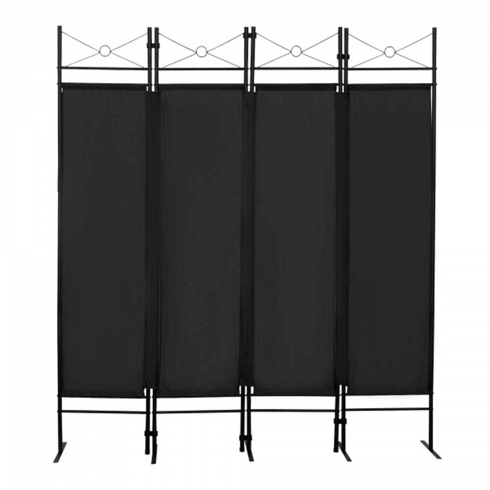 Sudzendf 71.3 In. H × 63 In. L 4 Panel Iron Black Room Divider Folding 