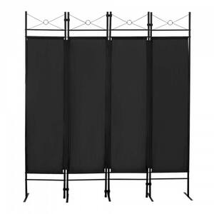 71.3 in. H × 63 in. L 4 Panel Iron Black Room Divider Folding Privacy Screen Wall Partition