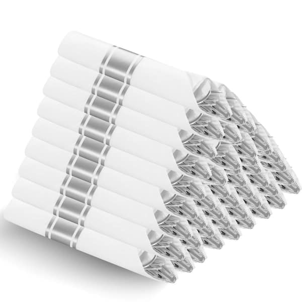 240-Piece Silver Pre-Rolled Disposable Plastic Cutlery Set with Napkins for Party (Service for 60 People)