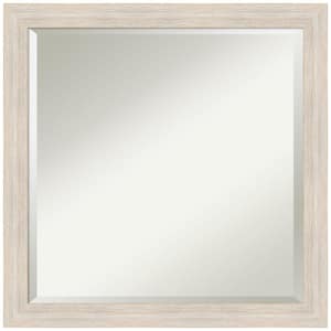 Hardwood Whitewash Narrow 23 in. W x 23 in. H Wood Framed Beveled Wall Mirror in White