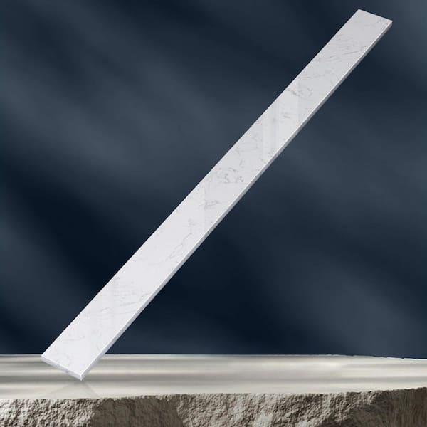 48 in. Engineered Stone Vanity Backsplash 4 in. Bathroom Vanity Back Splash in Carrara White