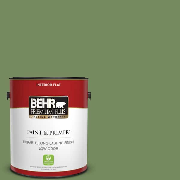 BEHR PREMIUM PLUS 1 gal. #M380-6 Fern Canopy Flat Low Odor Interior Paint & Primer