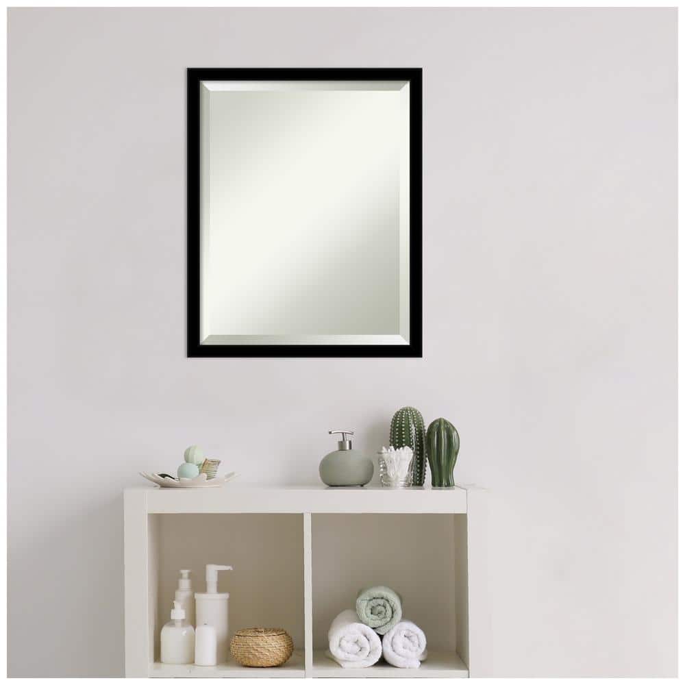 Jet Black Rectangular Beveled Bathroom Wall Mirror