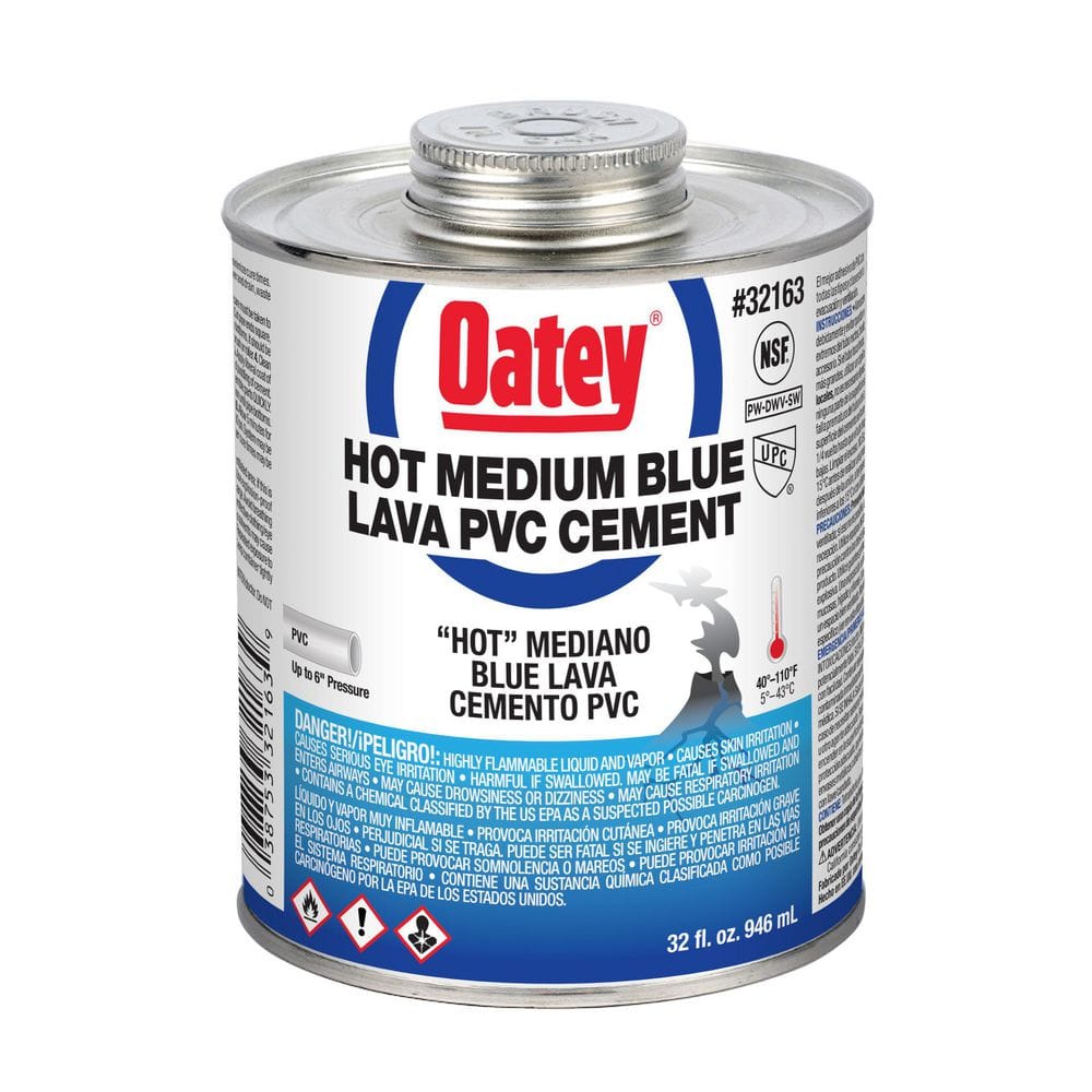 Oatey Blue Lava 32 oz. Medium Blue PVC Cement 321633 - The Home Depot