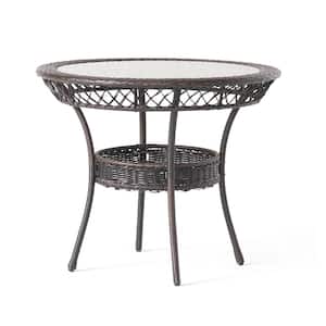 Brown Multi-Wicker 34 in. H Round Outdoor Coffee Table