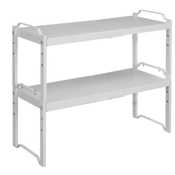 2-Pack Expandable Kitchen Cabinet Shelves Organizers, Stackable Adjustable Storage Rack Stand for Pantry Cabinet