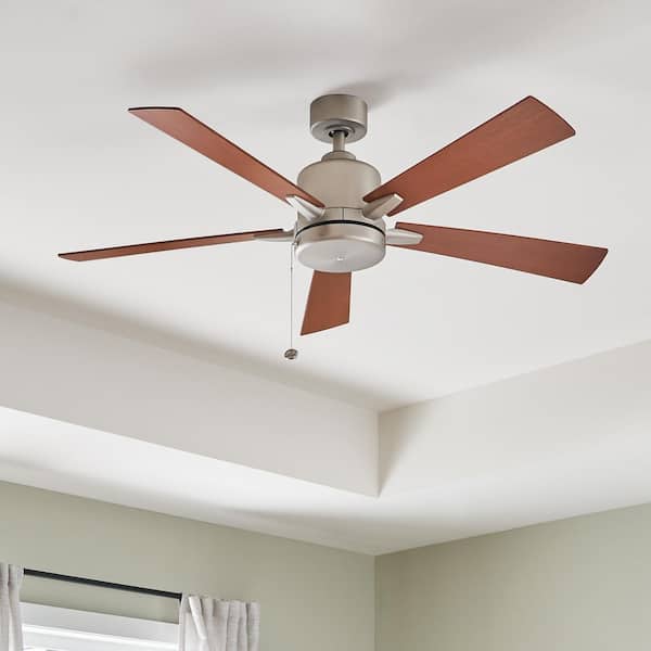 Lucian II 52 in. Indoor Brushed Nickel Downrod Mount Ceiling Fan with Pull Chain for Bedrooms or Living Rooms