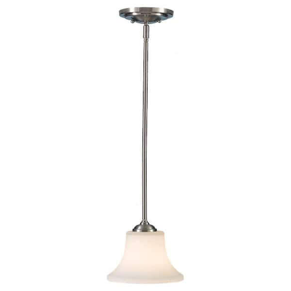 Generation Lighting Barrington 8 in. W. 1-Light Brushed Nickel 6 in. Mini Pendant with Opal Etched Glass Shade
