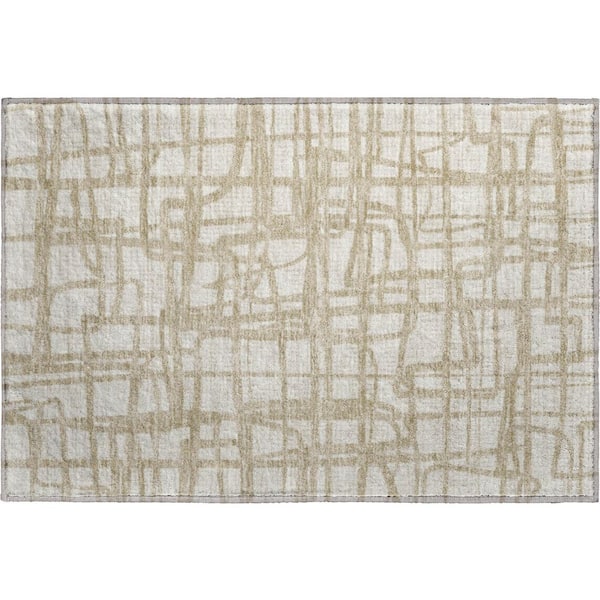 Mayfield Premium Machine Washable Abstract AMF2491 Ivory 2 ft. x 3 ft. Accent Rug