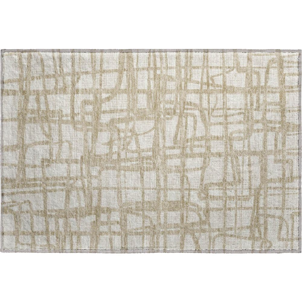 Mayfield Premium Machine Washable Abstract AMF2491 Ivory 3 ft. x 4 ft. Area Rug price history on PriceWatchPro