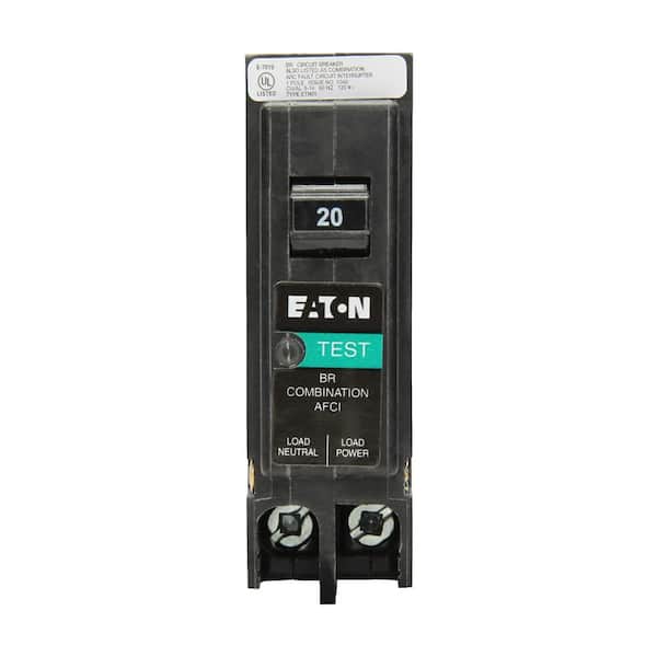 Eaton AFCI Circuit Breaker Type BR 20 Amp 120Volt, SinglePole Plugon