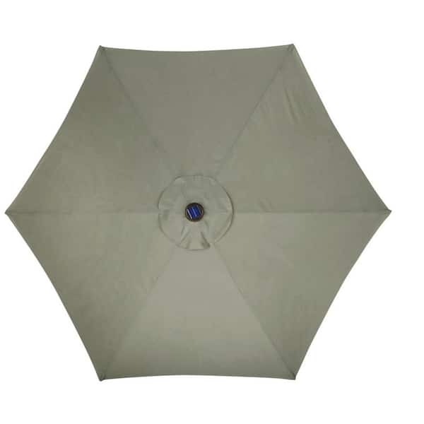 9 ft. Steel Market Solar Tiltable Patio Umbrella 92 in Taupe