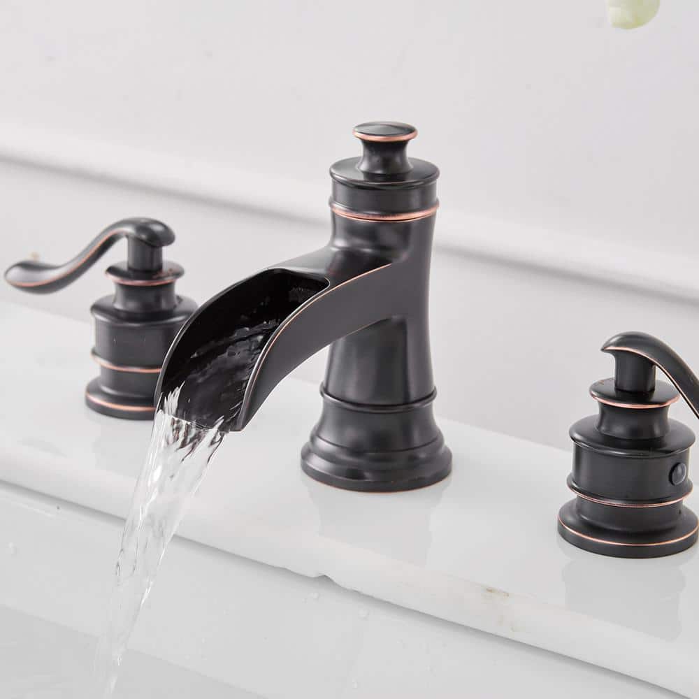 Oil Rubbed Bronze 8-Inch Widespread Double Handle Bathroom Faucet