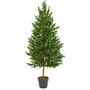 4.5 ft. Indoor/Outdoor Olive Cone Topiary Artificial Tree