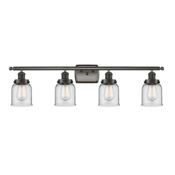 Bell 36 in. 4-Light Oil Rubbed Bronze Vanity Light with Glass Shade