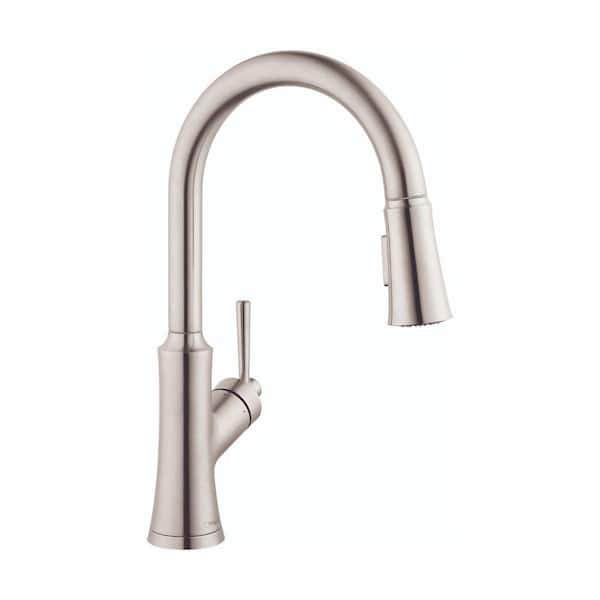 Joleena Single-Handle Pull Down Sprayer Kitchen Faucet with QuickClean in Stainless Steel Optic