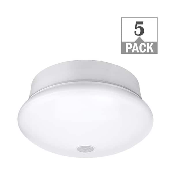 ETI LIGHTING Spin Light 7 in. Motion Sensing Garage Light LED Flush Mount 830LM 11.5W E26 Medium Base Bright White 4000K (5-Pack)