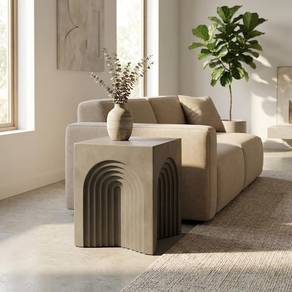 14 in. Gray Square Concrete Accent Table