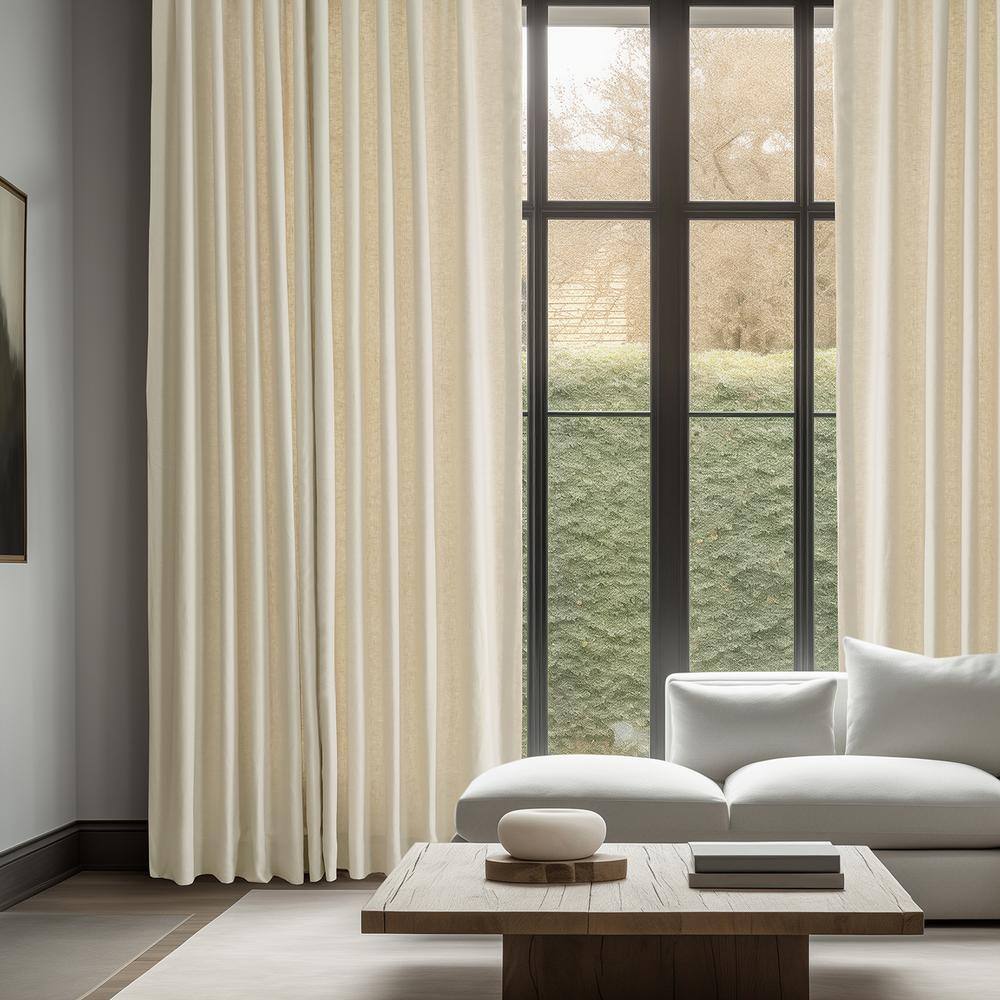 Ancient Ivory French Linen 120" Room-Darkening Curtain Panel