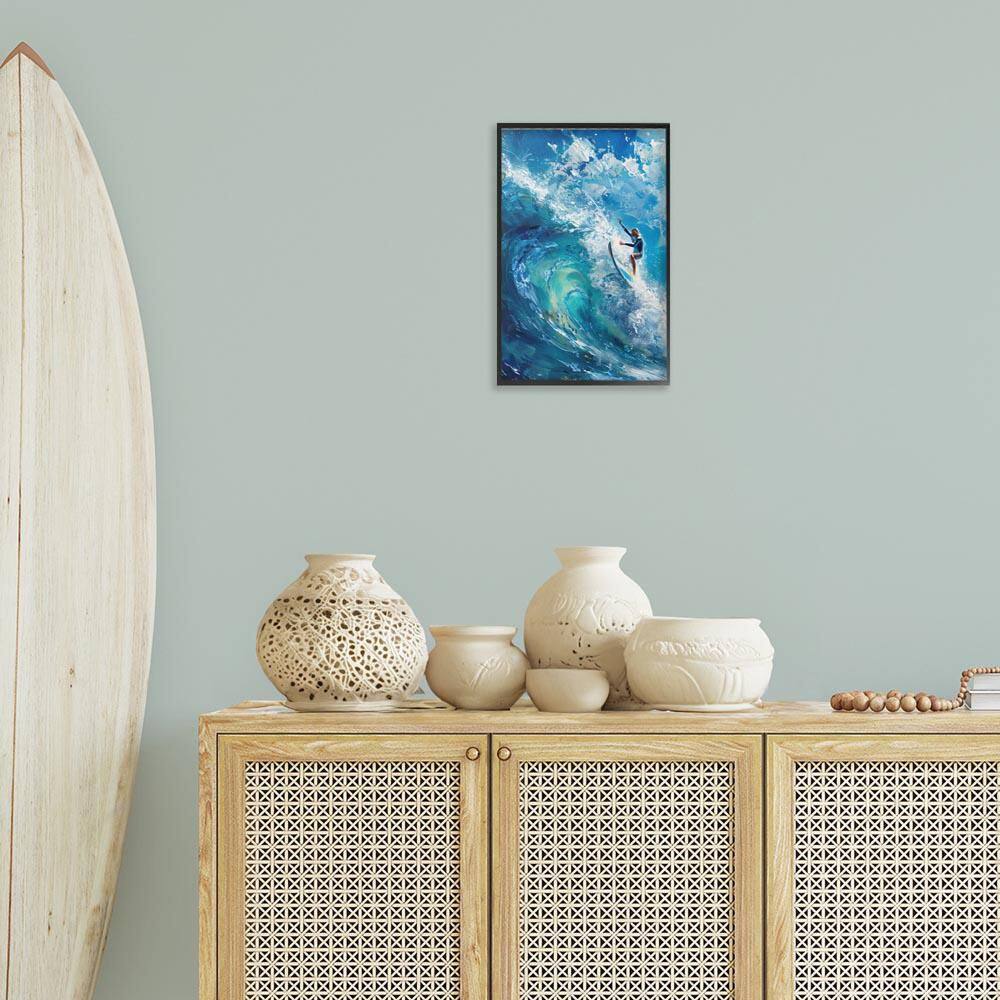 Soul Surfer on Tidal Wave by LSR Design Studio Black Framed Sports Giclee Art Print 18 in. x 12 in. price history on PriceWatchPro
