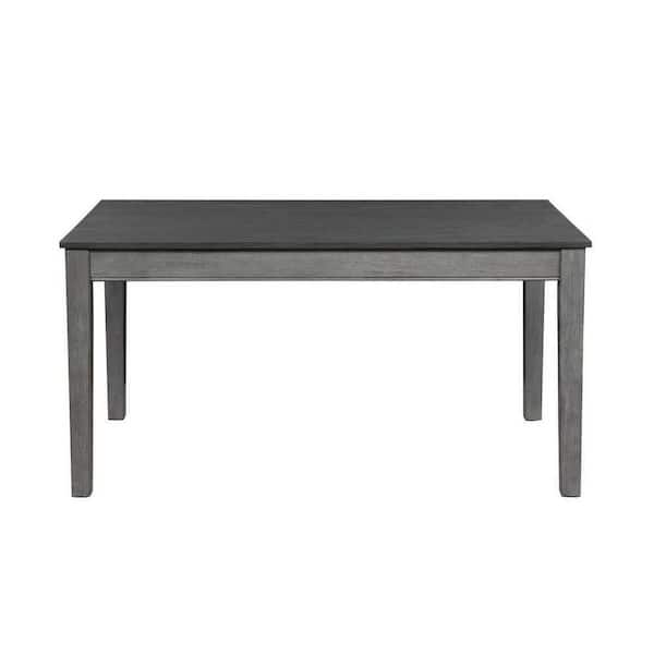 EVERGLADE HOME Bellamy 60 in. Rectangular Wire Brushed Dark Gray and Light Gray Wood Top Dining Table (Seats 6)