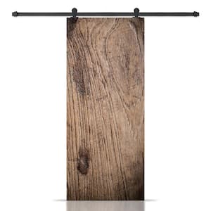 18 in. x 80 in. Artisan Print Series Old Knotted Wood MDF Modern Interior Sliding Barn Door with Hardware Kit