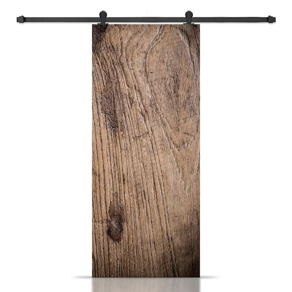CALHOME 30 in. x 80 in. White Painted Composite MDF Paneled Interior Sliding Barn Door with Hardware Kit