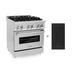 30 in. 4-Burner Dual Fuel Range with Brass Burners in Stainless Steel with Griddle