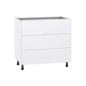 Fairhope Bright White Slab Assembled Base Kitchen Cabinet with 4 Drawers (36 in. W x 34.5 in. H x 24 in. D)