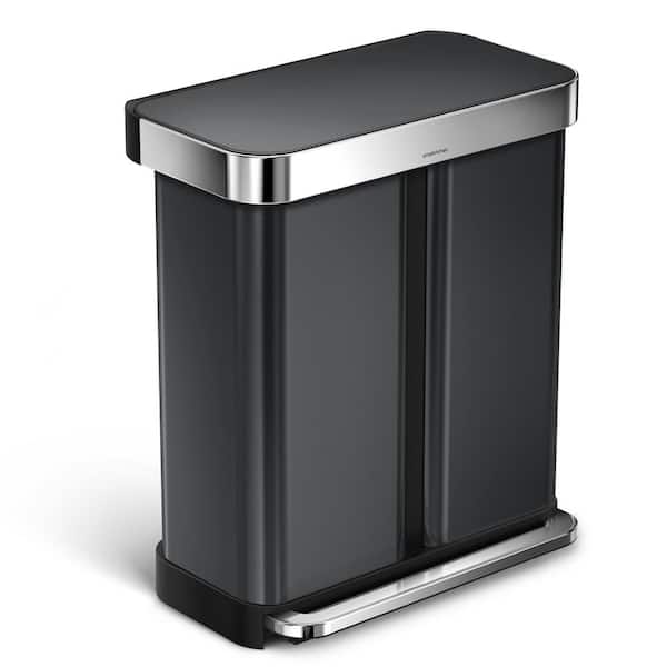 simplehuman 58L Dual Compartment Rectangular Recycling Step Trash Can