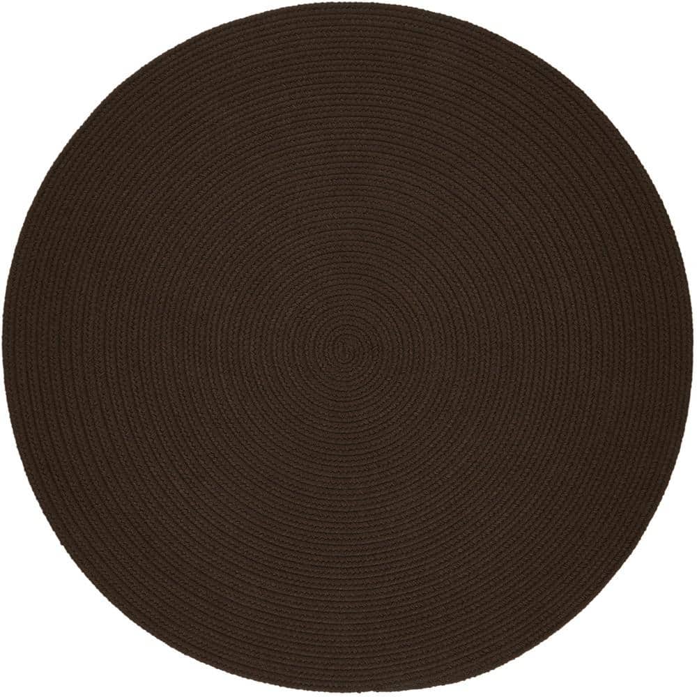 Texturized Solid Brown Poly 8 ft. x 8 ft. Round Braided Area Rug